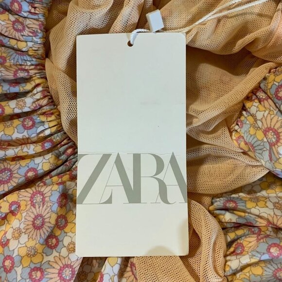 Zara Women's Floral Off the Shoulder Satin Effect Crop Top Size M NWT - Picture 6 of 14